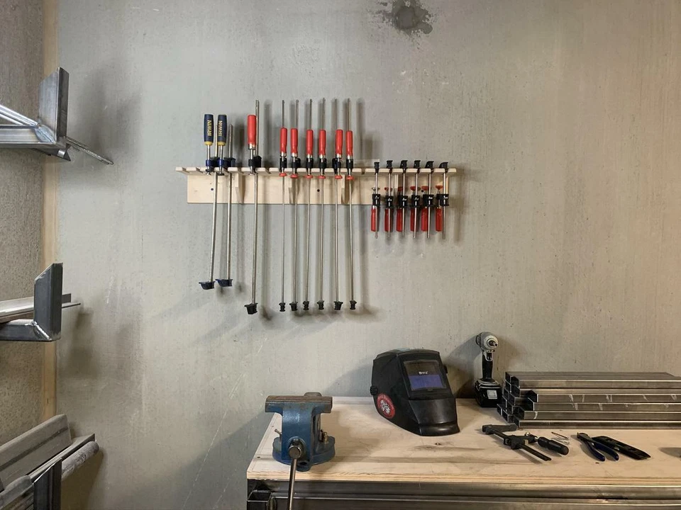 Portaherramientas con abrazadera de barra 20 ranuras estante de almacenamiento de garaje organizador de estante de madera Foto 4 de 4