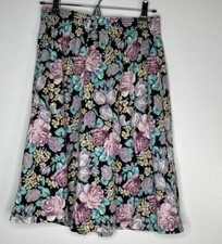 Koolers Rainbow Vintage Petite M Black Floral With Pockets Elastic Waist Skirt