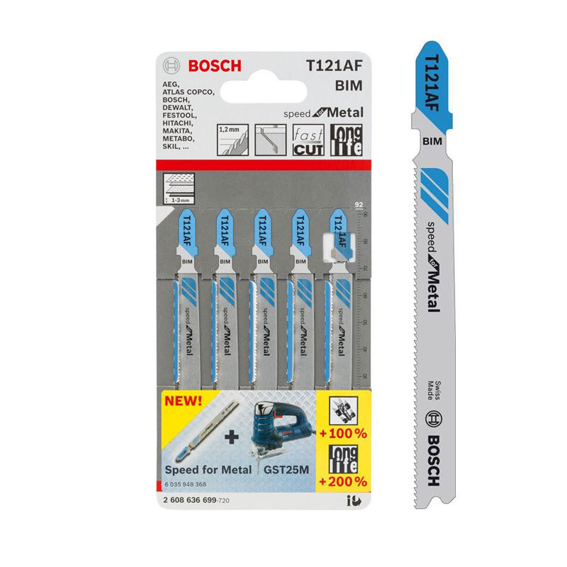 Bosch 5 pcs Jig Saw Blades T121AF for Metal Cutting