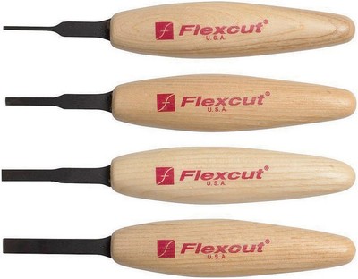 Flexcut Chisel Micro Tool 4 Piece Set w / Wood Handles - MT100