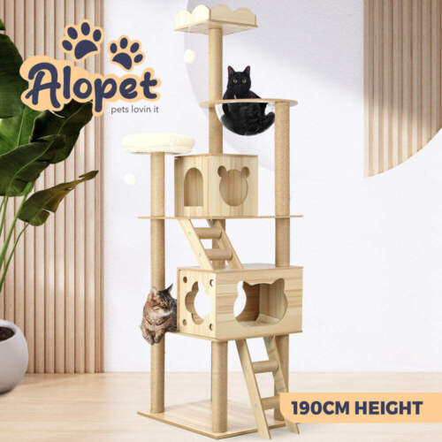 Alopet 190cm Wooden Cat Tree with Ladder - Picture 5 of 7