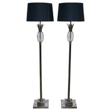 PAIR OF LOVELY FLOOR LAMPS WITH PINEAPPLE DESIGN STAINLESS STEEL BLACK SHADE