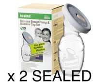 Lot Of 2    haakaa Manual Breast Pump Breastfeeding Pump Silicone Lid 4oz SEALED