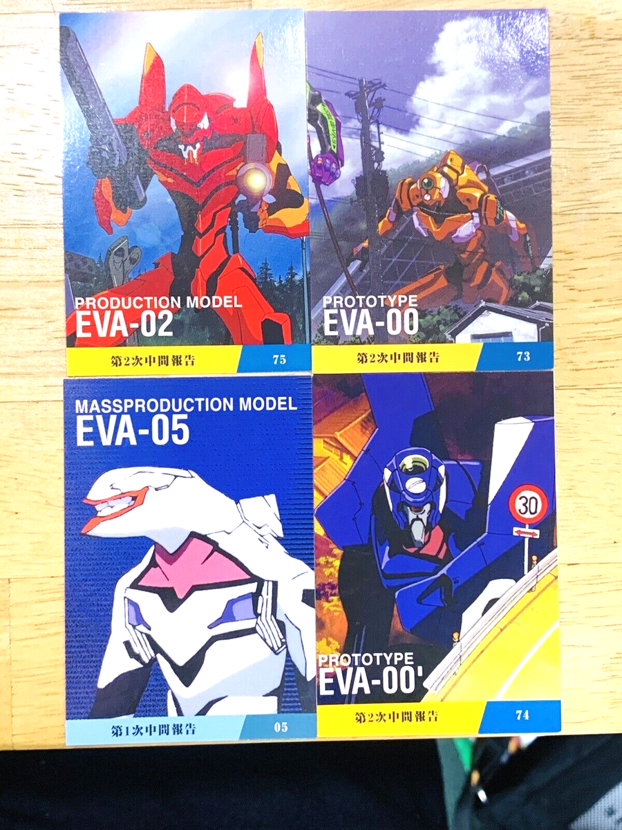 EVA-00 EVA-02 EVA-05 Neon Genesis EVANGELION 4 Sheets CARD Japan
