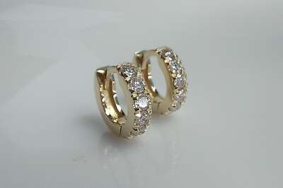 14K Petite Thick Diamond Huggies, Bold Cartlige Diamond Earrings