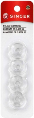 NEW SINGER Bobbins Class 66 Transparent Plastic Bobbins Replacement 4 PACK #532