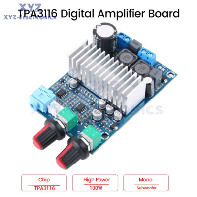 DC12-24V Subwoofer Mono Channnel Audio Digital Amplifier Board 100W TPA3116 Bass