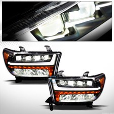 Fits 07-13 Tundrasequoia Blk Full Led Sequential Bar Quad Projector Head Lights