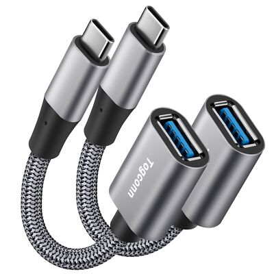 USB-C to USB 3.1 Adapter（2 Pack）, Nylon Braided Type-C OTG Cable USB C Male t...