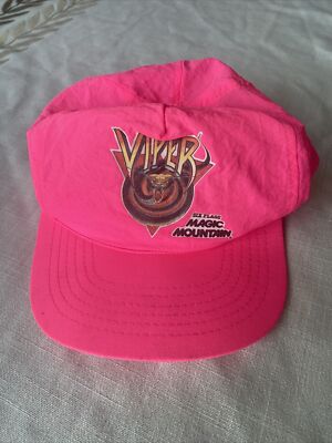 Magic Mountain Viper Vintage Nylon Snapback Hat 80's 90's Neon Pink Y2K