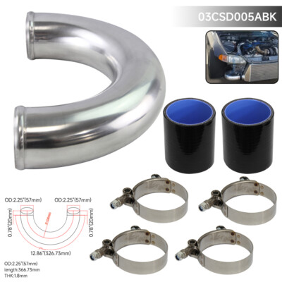 57mm 2.25'' 180 Grad Aluminium Turbo Rohr Rohrleitungen Silikonschlauch Klammern