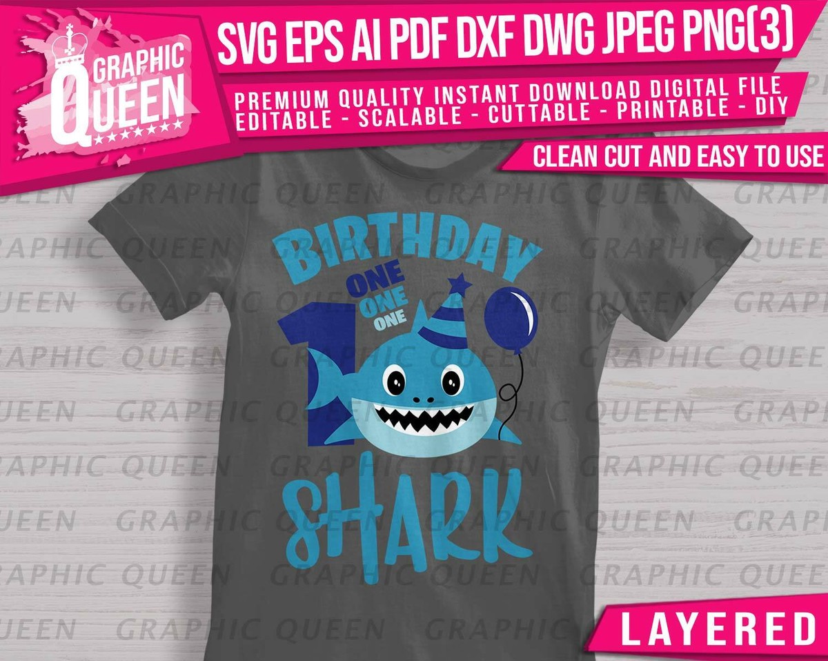 Birthday Shark Boy SVG digital file for t-shirt,baby Shark vector file  Cricut