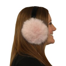 Glacier Wear Blue Fox Fur Ear Muffs-Dusty Pink mff1130