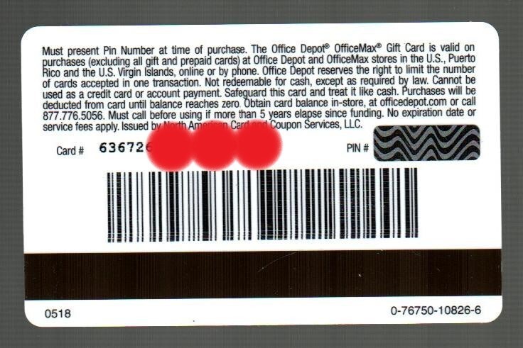 OFFICE DEPOT / OFFICEMAX Classic Logo, Collectible ( 2018 ) Gift Card ( $0  )