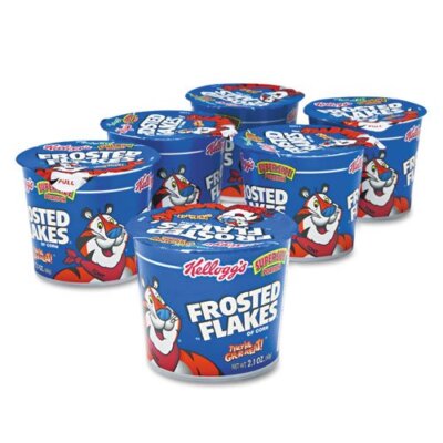 Kellogg's 01468 Frosted Flakes Breakfast Cereal - Pack of 6, 2.1 oz. serving size cups