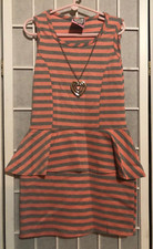 2Tween Short Dress / Girls Size 7 /GRAY AND ORANGE WITH NECKLACE