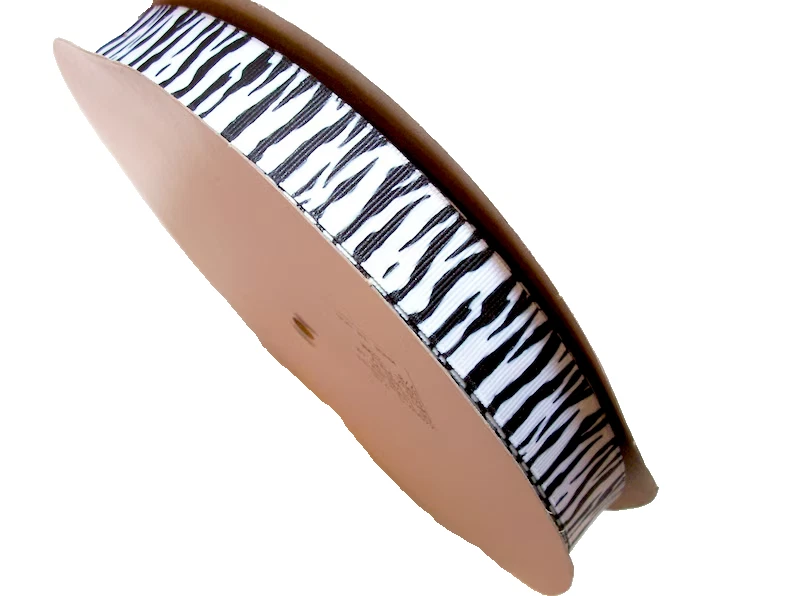 White Tiger Stripe Grosgrain Ribbon 7/8 inch wide x 5 yards Polyester B27 - Image 3 of 4