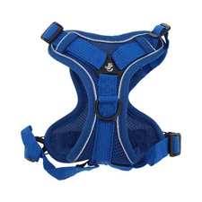 Adjustable Cat Harness and Leash Set with Reflective Strips for Outdoor Blue M