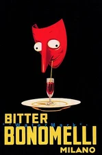 Bitter Bonomelli 1922 Italian Herbal Liqueur Vintage Poster Print Decor Wall Art