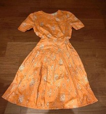 VALENTINO Garavani floral print Dress Women Size 38 Flare orange Genuine