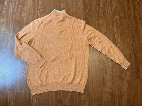 Fedeli 1/4 Zip Pullover Sweater Size 56 US XL in Orange Cashmere & Linen - Picture 7 of 7