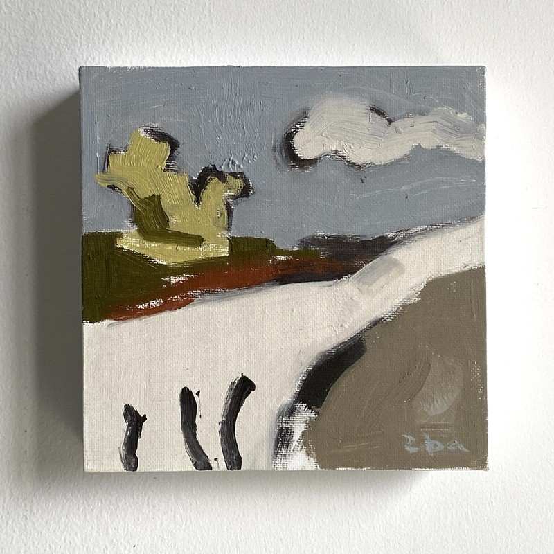Framed Original Oil Painting by TwoBadArtists Abstract Landscape Artwork 6x6