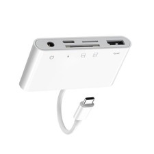 5 in 1 Plastic USB-C Reader TF/SD Card For Phone TF/SD/3.5mm/USB3.0/TypeC Ports