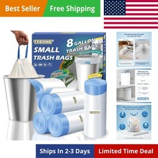 8 Gallon Trash Bags Drawstring 1.2 Mil - 100 Count White Medium Garbage Bags ...