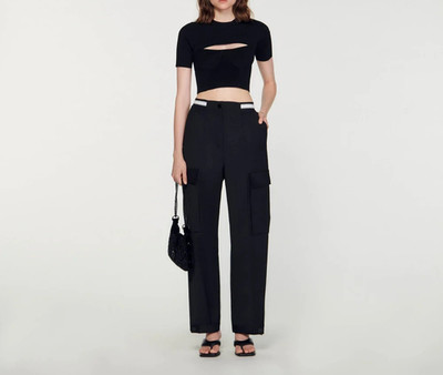 Sandro Paris Damen-T-Shirt Größe 3 / L Cropped SFPPU01962