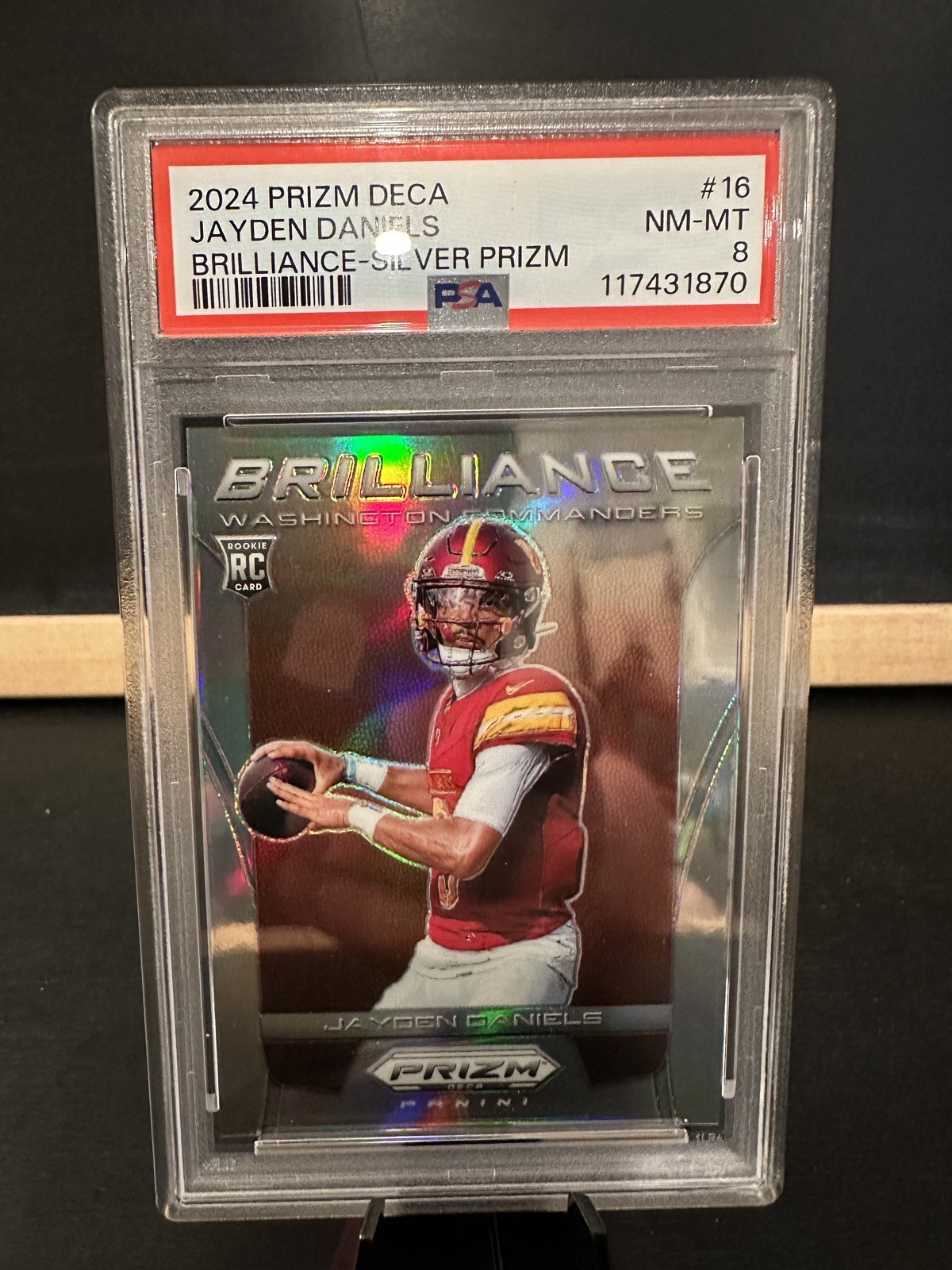 2024 Panini Prizm Deca Jayden Daniels Brilliance RC Silver Rookie #16 PSA 8