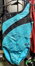 Alpha Factor Gymnastics Leotard, Blue Snakeskin With Black Details, Size S
