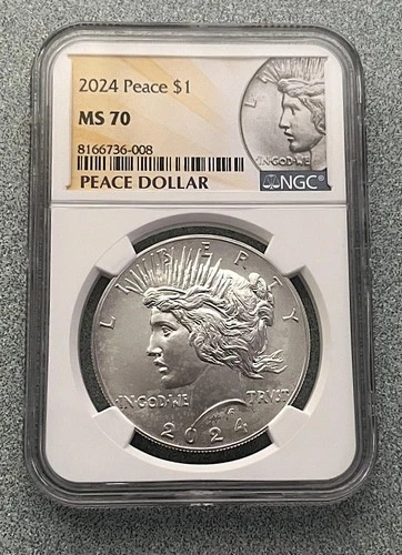2024 SILVER  PEACE DOLLAR GRADED BY NGC MS 70