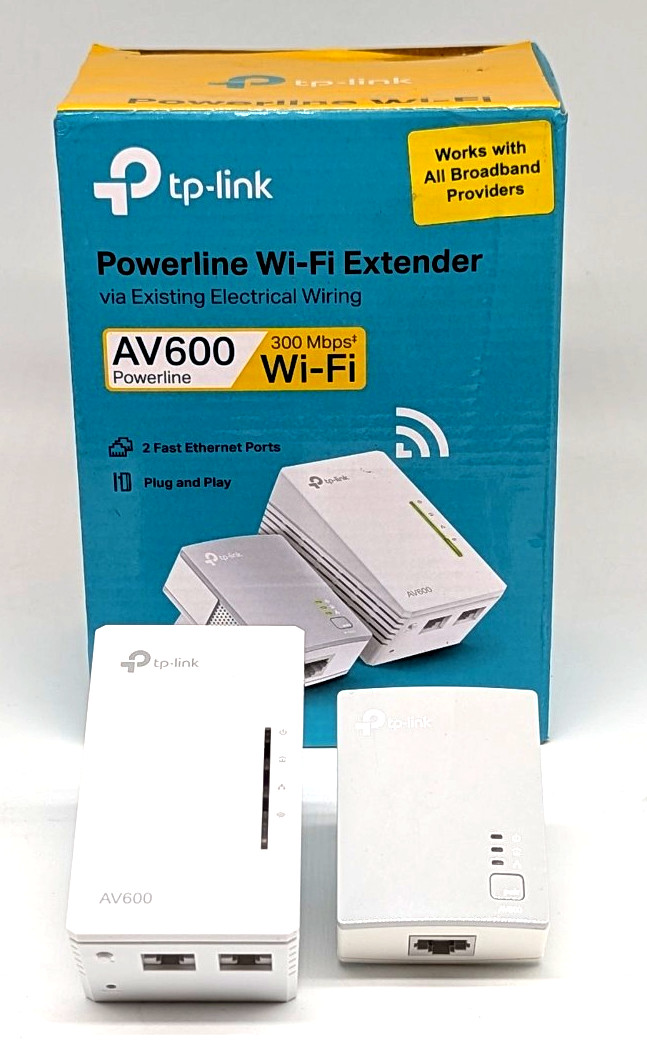 TP‑Link TL‑WPA4221 KIT AV600 Powerline Wi‑Fi Extender 300Mbps UK Plug - Boxed