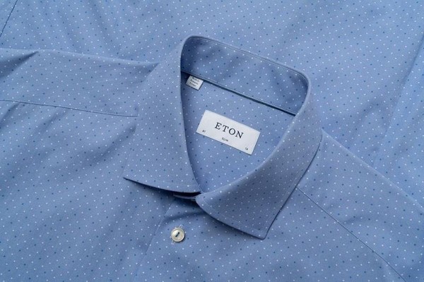Men Eton Shirt Blue Cotton 38 / M / 46 #3114