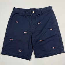 Vineyard Vines Breaker Chino Shorts Mens 36 Blue 9" Inseam Cotton USA Flag Whale