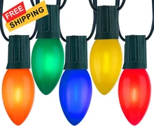 Minetom Vintage C9 LED Christmas Lights Outdoor Multicolor, 50FT, Multicolor 