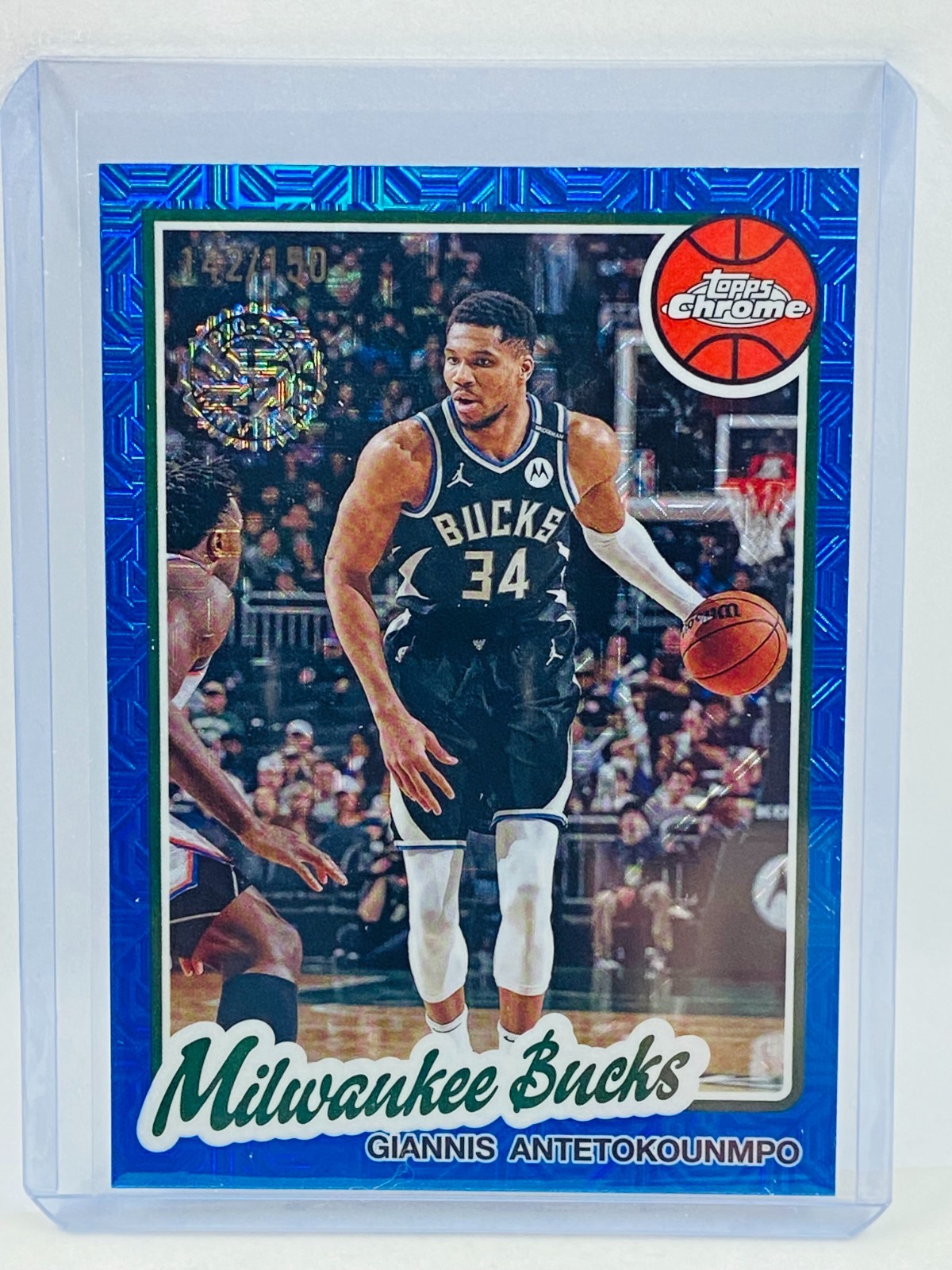 2025-26 Topps Giannis Antetokounmpo Silver Pack Mojo Blue #142/150