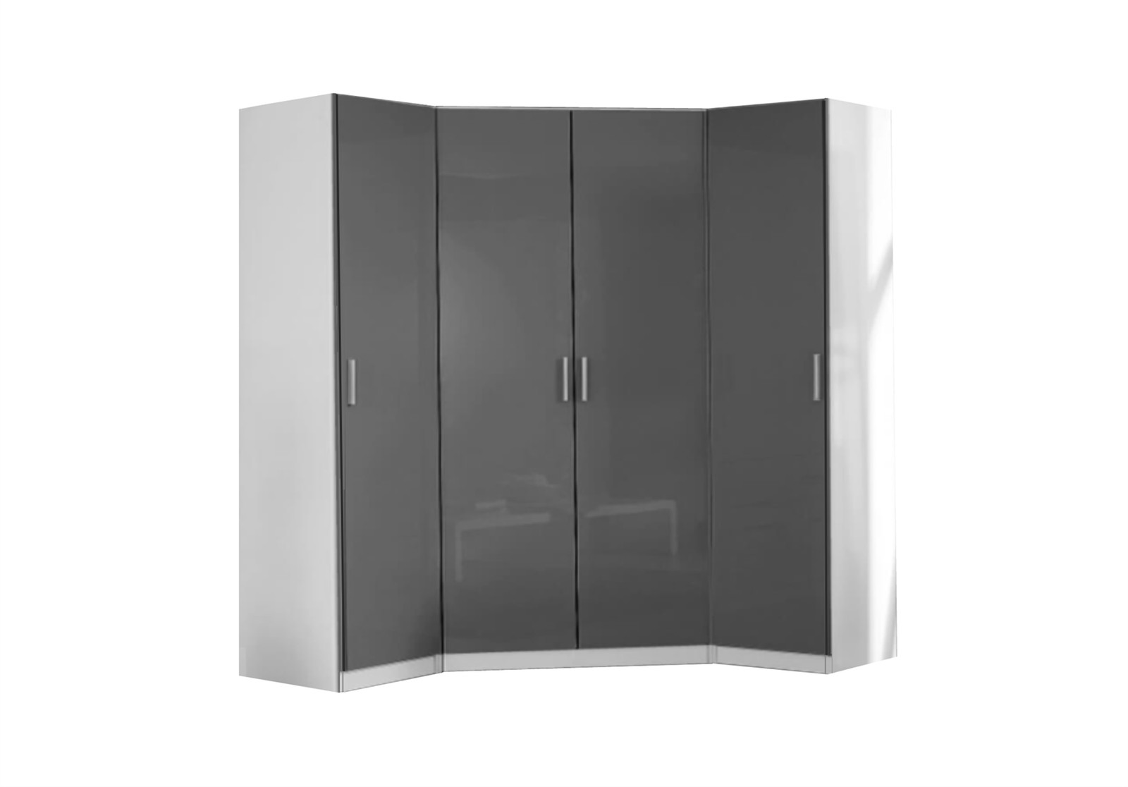 REFLECT 2 Door Corner + 2x 1 Door Wardrobes Bundle - Grey Gloss & Matt White