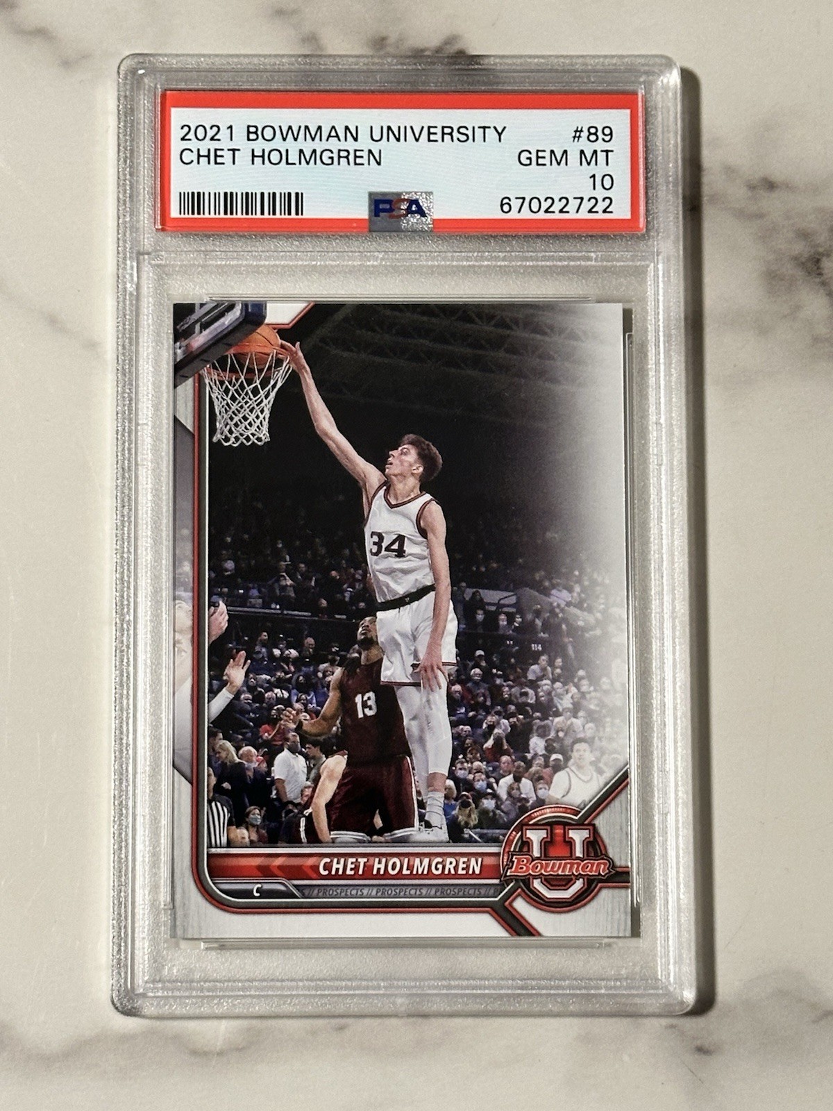 Chet Holmgren 2021 Bowman University RC #89 PSA 10 GEM MT Thunder