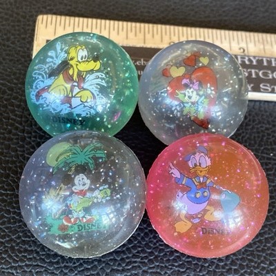 4 Disney Mickey Mouse Minnie Donald Duck Pluto Rubber Bouncy Bounce Ball Vtg Lot