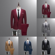 Men Two Piece Suit Set Casual Business Jacket and Pants for Slim Fit Design