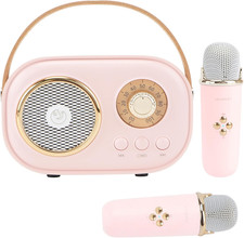 Portable Mini Karaoke Machine for Kids with Bluetooth and Wireless Microphones