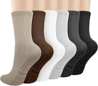 Justay 6 Pairs Pilates Black Dark Grey Light Khaki White Brown 