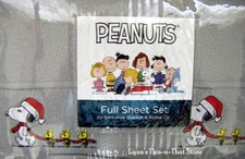 Berkshire Peanuts Snoopy Holiday Theme Gray Full Size Sheet Set New