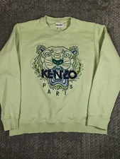 Kenzo Paris Sweatshirt Womens Medium Green Tiger Embroidered Crewneck Pullover