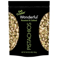 Wonderful Pistachios In Shell, Roasted  Salted Nuts, 48 Ounce Resealable Bag,...