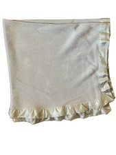 Vintage Mint Green Thermal Waffle Weave Baby Blanket Satin Nylon Trim 35  X 41  
