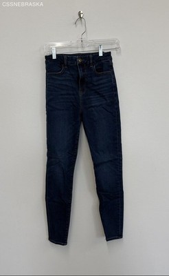 American Eagle Blue Girls Curvy Super Hi-Rise Dark Wash Jeggings - Size 0