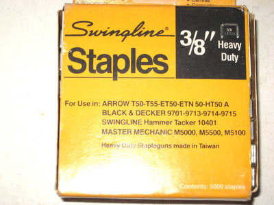 5000 Heavy Duty Narrow Crown 3/8'' Staples, Swingline # 36516