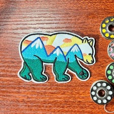 Bear Patch Nature Animals Outdoor Wilderness Embroidered Iron On 1.85x2.8"